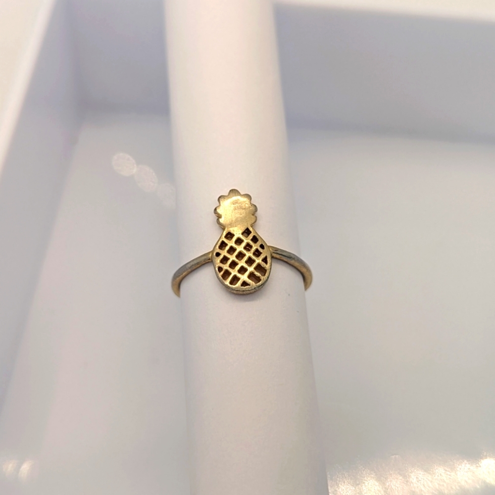 Pineapple Ring | Brushed Metal | Gold Tone | Size 6.5